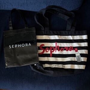 Sephora Striped Tote Bag Duo with Lipstick Design